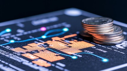 Poster - Financial Data Analysis with Stacked Coins on Chart