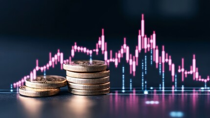 Poster - Financial Growth Coins Stacked Against Market Graph