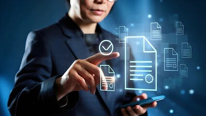 Aufkleber - Businessmen Approve Project Proposal via Digital Document icon online screen office modern review   