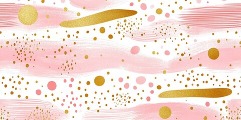 Poster - A pink and gold background with red and gold circles and lines