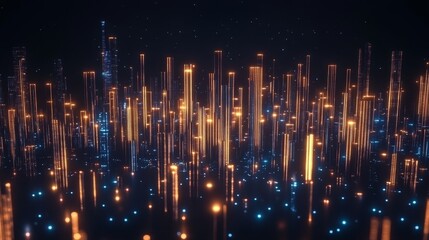 Poster - Futuristic Cityscape Digital Art Neon Glow