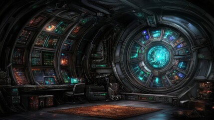 Poster - Futuristic Control Room Advanced Technology Interface
