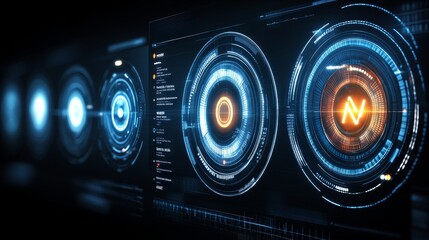 Poster - Futuristic Technology Interface Displays Data Metrics