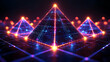 © Dewi - Glowing Neon Pyramids Abstract Digital Art Background