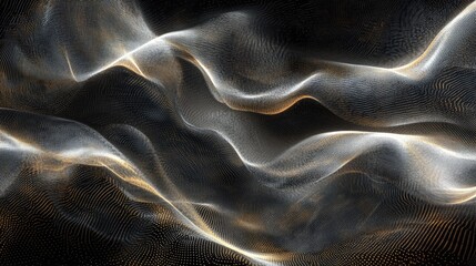 Wall Mural - A smooth electronic pattern with glowing light beams and flowing digital lines, offering ample copy space.