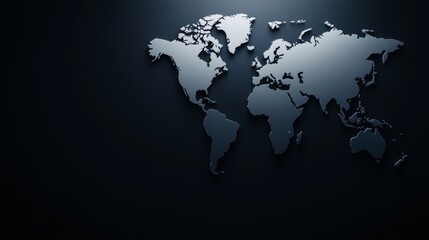 Poster - Global Business Network, World Map, Dark Background