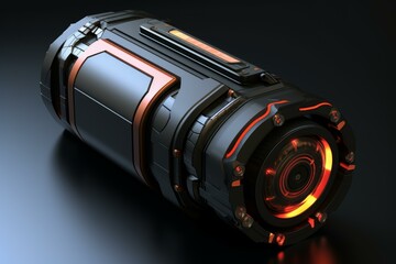 Poster - High tech power cell glowing with orange light, showcasing advanced technology and futuristic design