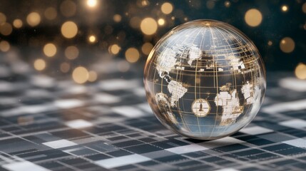 Poster - Global Network Data Visualization Glass Sphere