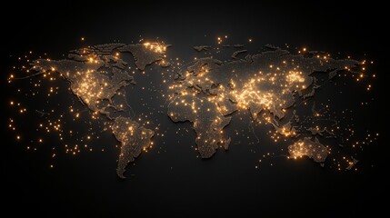 Poster - Global Network Illuminated World Map Constellation