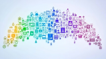 Poster - Global Network of Digital Icons and Data Flow