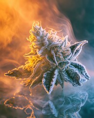 frosted melon Frosted cannabis bud illuminated by soft light.