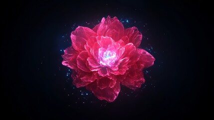 Poster - Glowing Neon Floral Design Abstract Art