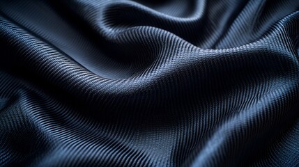 Poster - abstract black carbon fiber texture featuring crumpled yet refined material with a subtle kevlar wea