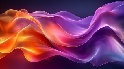 Poster - abstract flowing curves shades of violet and gold featuring soft fluid lines and dynamic gradient co