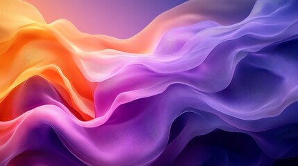 Poster - abstract flowing curves shades of violet and gold featuring soft fluid lines and dynamic gradient co