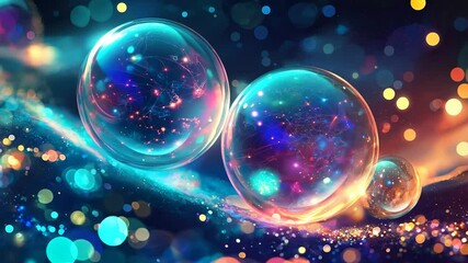 Sticker - Colorful Bubbles in Cosmic Landscape