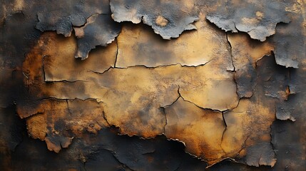 Fototapete - Artistic composition featuring aged burnt paper with uneven charred edges and distressed sections creating a vintage feel that tells a story of destruction and history