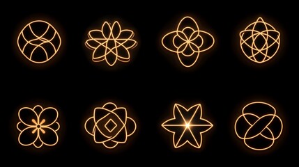 Poster - Golden Geometric Shapes Abstract Line Art Designs