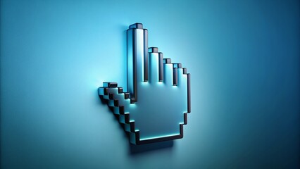Poster - 3D Hand Cursor Hovering Over Button: Modern Technology Stock Photo