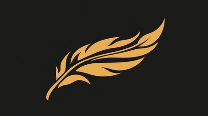 Poster - Golden Stylized Feather Design Element