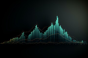 Poster - Turquoise and gold bars chart representing positive financial performance growth over time