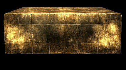 Poster - Golden Tile Platform, Luxurious Cube Display, 3D Render
