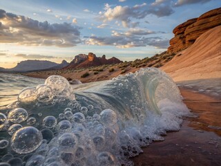 Poster - Abstract 3D Water Bubble Wave Formation: Stunning Landscape Photography