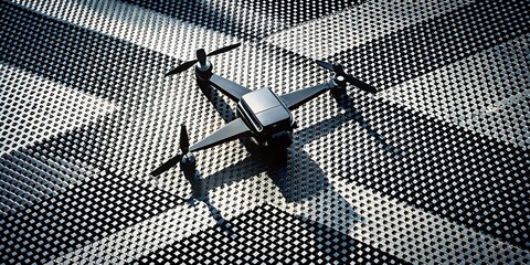 Poster - Abstract Black and White Halftone Drone Photography Background
