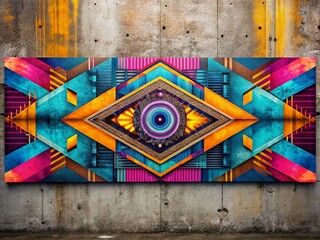 Poster - Abstract Brutalism: Rhythmic Industrial Rotation - Vivid Horizontal Banner for Festival or Digital Minimalist Cover