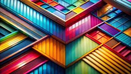Aufkleber - Abstract Colorful Diagonal Geometric Modern Tech Background Stock Photo