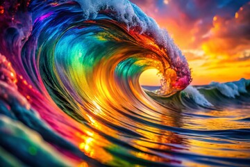 Poster - Abstract Colorful Flowing Wave Design - Candid Photography Stock Photo