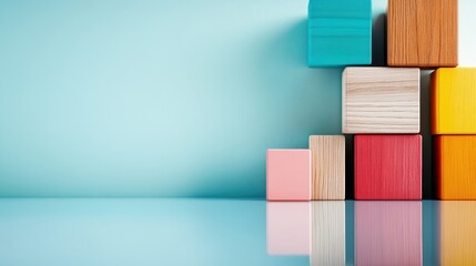 Poster - A delightful display of colorful stacked blocks evokes a sense of playfulness and childhood nostalgia, providing a perfect visual for creativity and imaginative design.