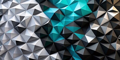 Poster - Abstract Geometric Background: Black and White Triangular Pattern with Copy Space