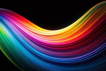 Poster - Abstract Gradient Curve Macro Photography, Black Background, Swirling Design, Colorful, Artistic