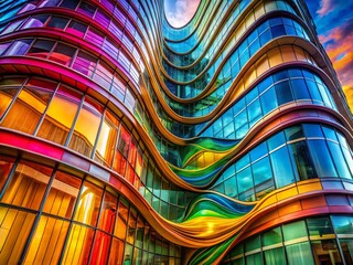 Poster - Abstract Liquid Swirls: Dynamic Organic Shapes & Flowing Colors in Architectural Photography