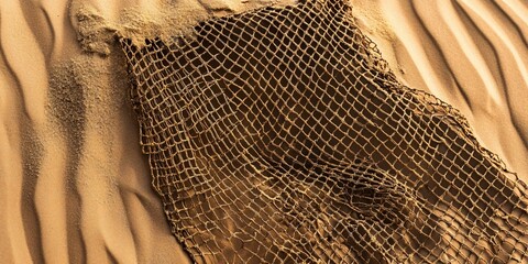 Desert Sand Dune with Old Fishing Net Texture