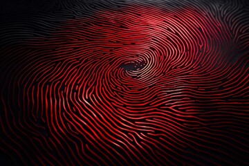 Poster - Red fingerprint glowing in dark background, representing identity, security, cyber crime, biometric identification and technology