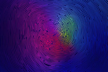 Poster - Fingerprint cybersecurity concept showing colorful biometric scan and digital id for futuristic personal data protection