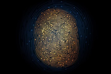 Poster - Glowing fingerprint representing digital identity, biometrics, and security technologies