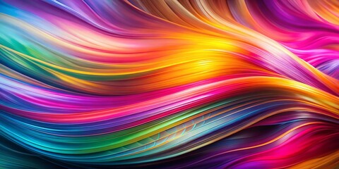 Poster - Abstract Vibrant Color Lines Long Exposure Photography - Pink, Purple, Green, Blue, Orange, Yellow Swirls
