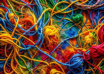 Poster - Abstract Vibrant Color Tangled Lines Splash Dynamic Composition - Stock Photo