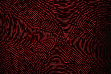 Poster - Glowing red fingerprint pattern creates an intriguing abstract design on a dark background