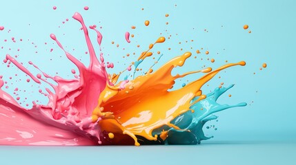 Poster - A stunning image depicting bright liquid splashes portraying a sense of dynamism, creativity, and artistic expression against a calming background.