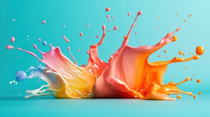 Poster - This stunning image captures an explosive clash of bright colors in liquid form, conveying deep emotions and artistic vibes against a tranquil background.