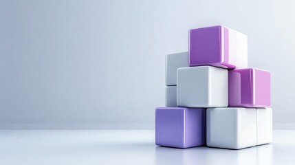 Poster - This playful arrangement of colorful cubes showcases creativity and design, creating a sense of harmony and balance in its simplistic yet captivating presentation.