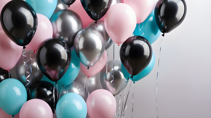 Wall Mural - Colorful assortment of balloons in various shapes and sizes for a festive celebration