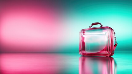 Poster - A clear red bag against a softly colored backdrop emphasizes simplicity and elegance, inviting viewers to explore themes of transparency and modern sophistication in design.