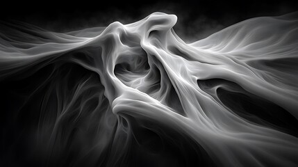 Poster - Abstract Hand-Drawn White Design with Clean Style and Flowing Shapes