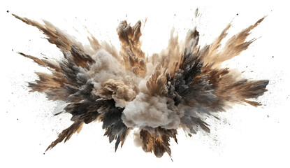 Wall Mural - Explosion of colored full powder. Close up dust isolated on white background PNG.AI GENERATED