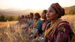 © JoxyAimages - Women dressed in vibrant attire come together during sunset, showcasing culture, strength, and community against a picturesque landscape.